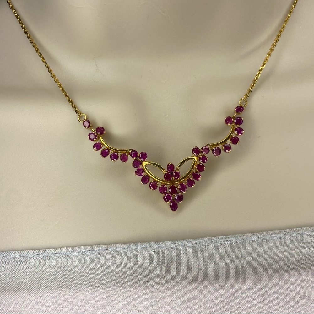 Burmese Ruby Necklace In 18k Solid Gold New - image 6